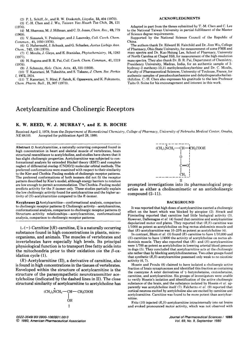 Acetylcarnitine and Cholinergic Receptors