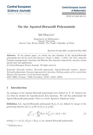 On the Apostol-Bernoulli Polynomials