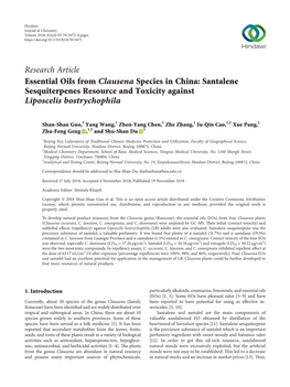 Essential Oils from Clausena Species in China: Santalene Sesquiterpenes Resource and Toxicity Against Liposcelis Bostrychophila