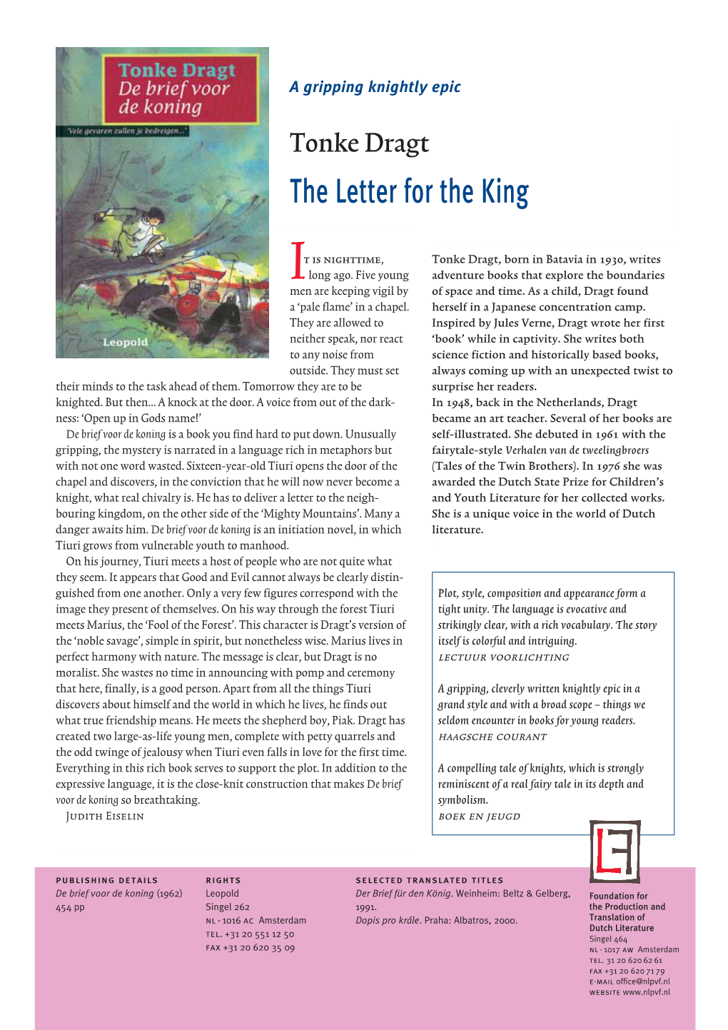 Tonke Dragt the Letter for the King