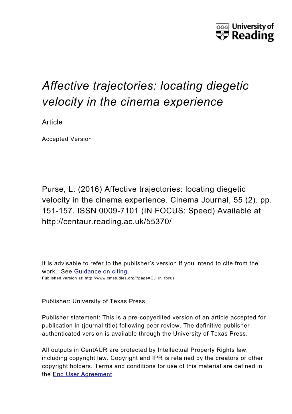 Affective Trajectories: Locating Diegetic Velocity in the Cinema Experience