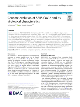 Genome Evolution of SARS-Cov-2 and Its Virological Characteristics So Nakagawa1,2,3* and Takayuki Miyazawa4,5*