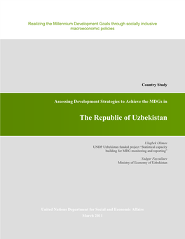 "Assessing Development Strategies to Achieve the Mdgs in the Republic of Uzbekistan" (2011)