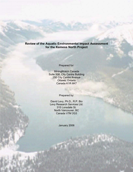 Review of the Aquatic Environmental Impact Assessment for the Kemess North Project