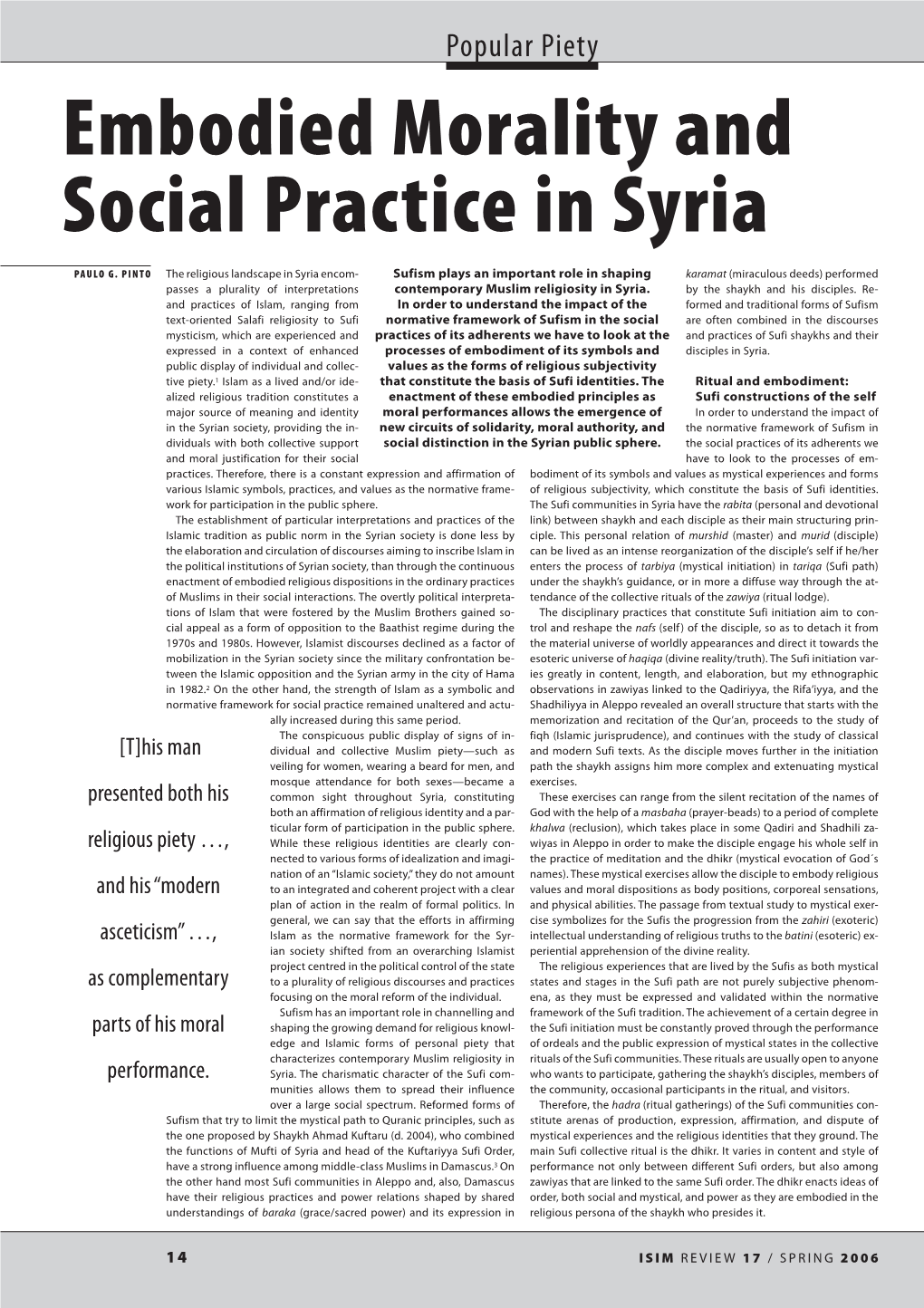 Embodied Morality and Social Practice in Syria