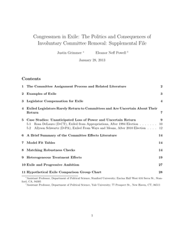 Congressmen in Exile: the Politics and Consequences of Involuntary Committee Removal: Supplemental File