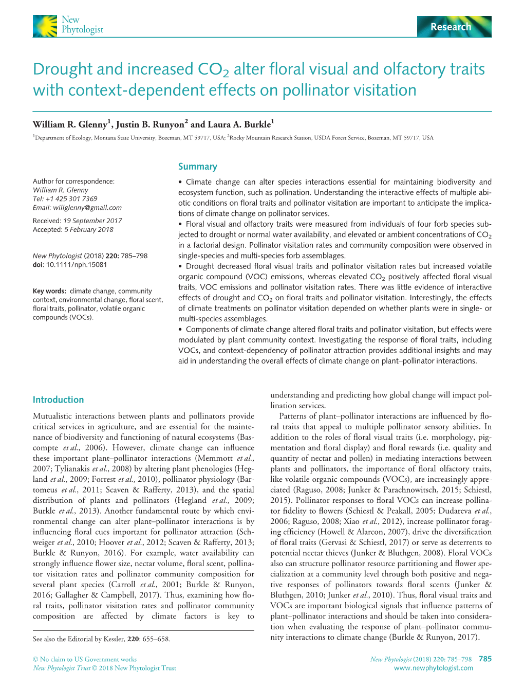 Drought and Increased CO2 Alter Floral Visual and Olfactory Traits with Context-Dependent Effects on Pollinator Visitation