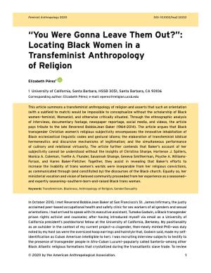 Locating Black Women in a Transfeminist Anthropology of Religion