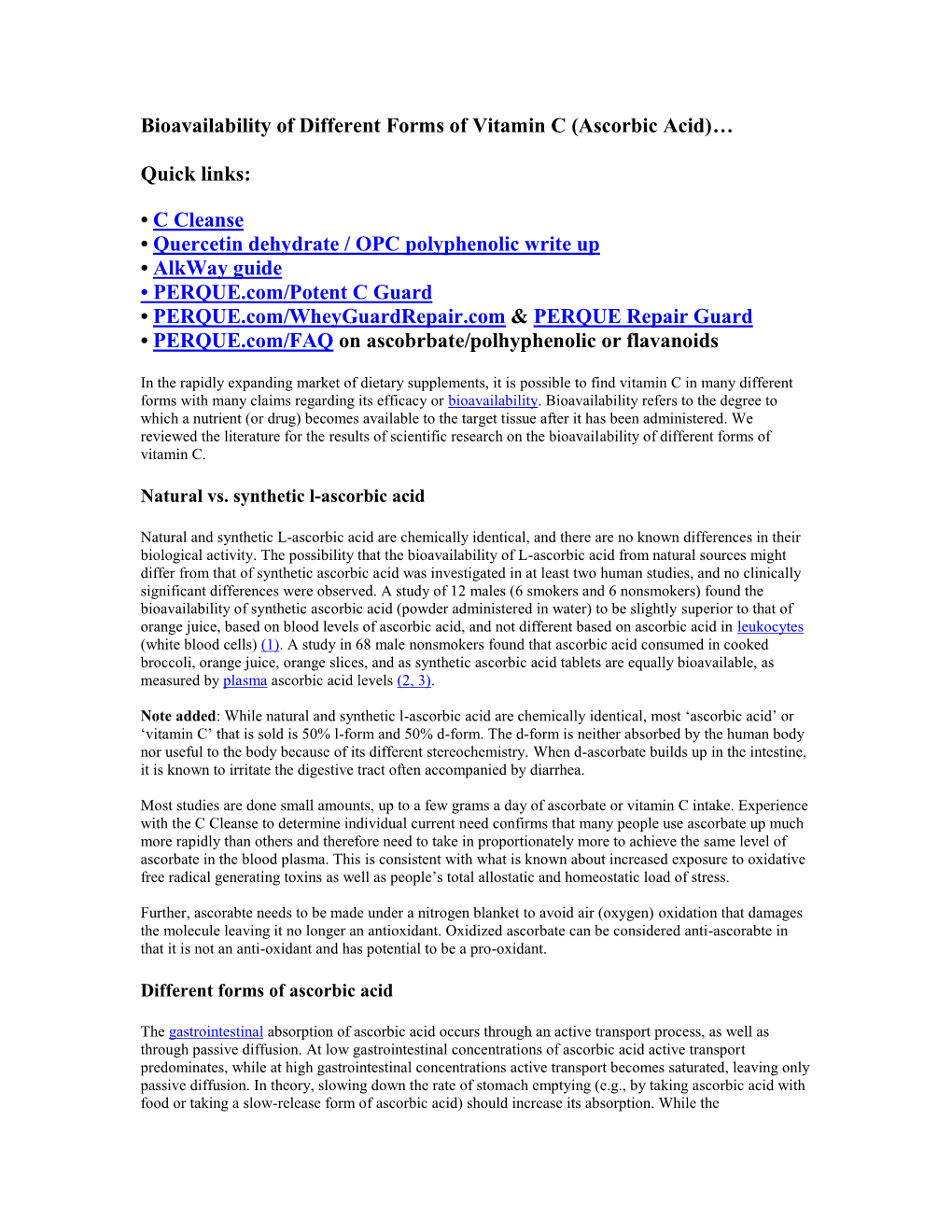 Bioavailability of Different Forms of Vitamin C (Ascorbic Acid)…