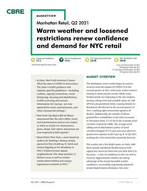 Warm Weather and Loosened Restrictions Renew Confidence and Demand for NYC Retail
