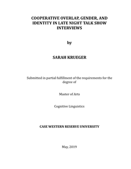 Cooperative Overlap, Gender, and Identity in Late Night Talk Show Interviews
