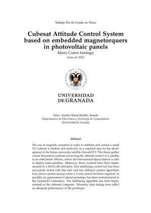 Cubesat Attitude Control System Based on Embedded Magnetorquers in Photovoltaic Panels Mario Castro Santiago Junio De 2018