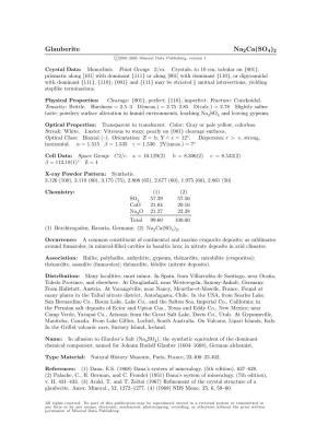 Glauberite Na2ca(SO4)2 C 2001-2005 Mineral Data Publishing, Version 1