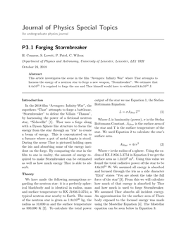 Journal of Physics Special Topics an Undergraduate Physics Journal