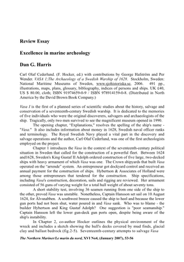 Review Essay Excellence in Marine Archeology Dan G. Harris