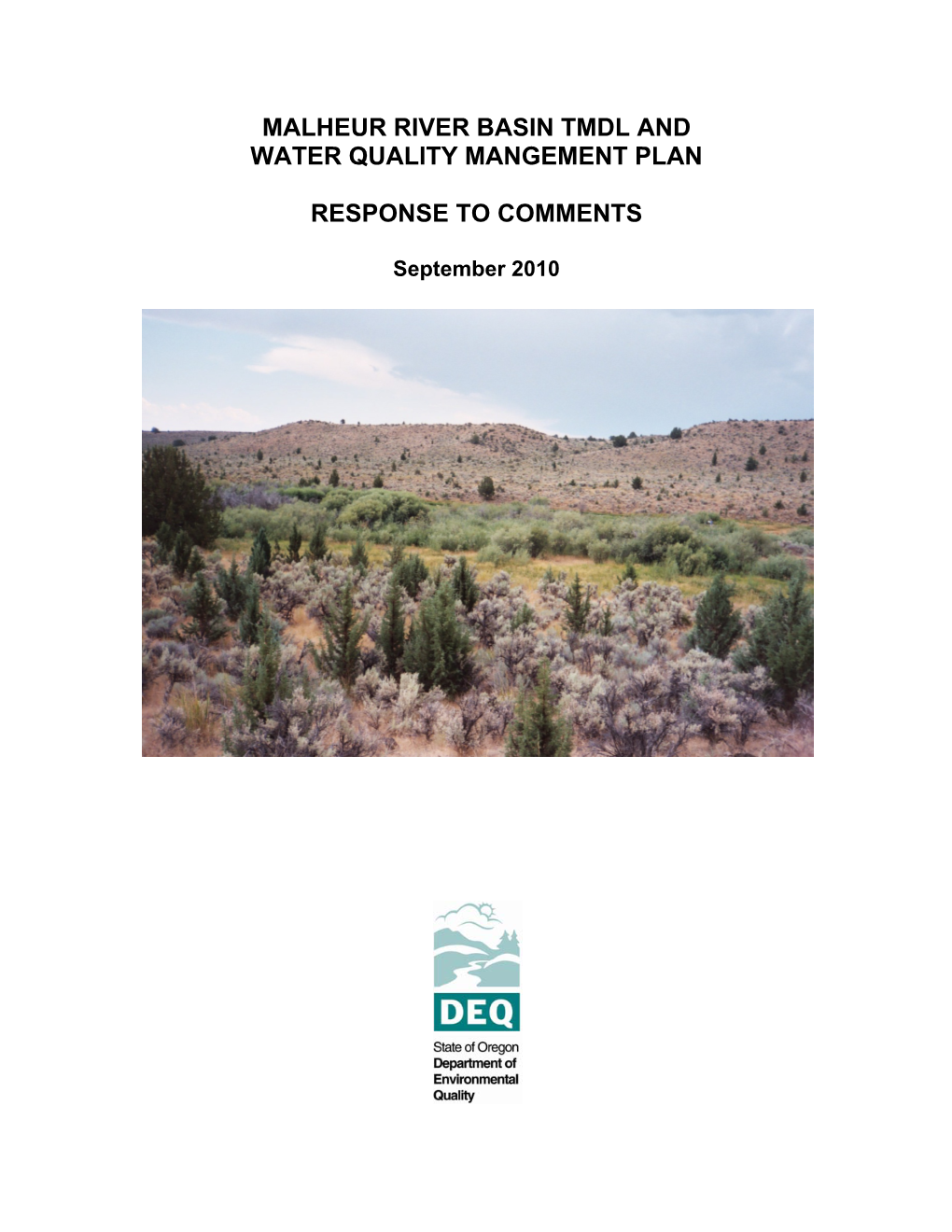 Malheur River Basin TMDL Response to Public Comments