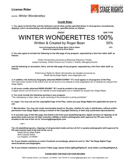 WINTER WONDERETTES 100% Written & Created by Roger Bean 50%