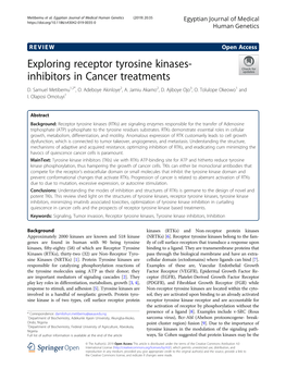 Exploring Receptor Tyrosine Kinases-Inhibitors in Cancer