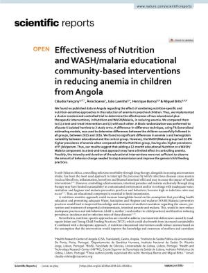 Effectiveness of Nutrition and WASH/Malaria Educational
