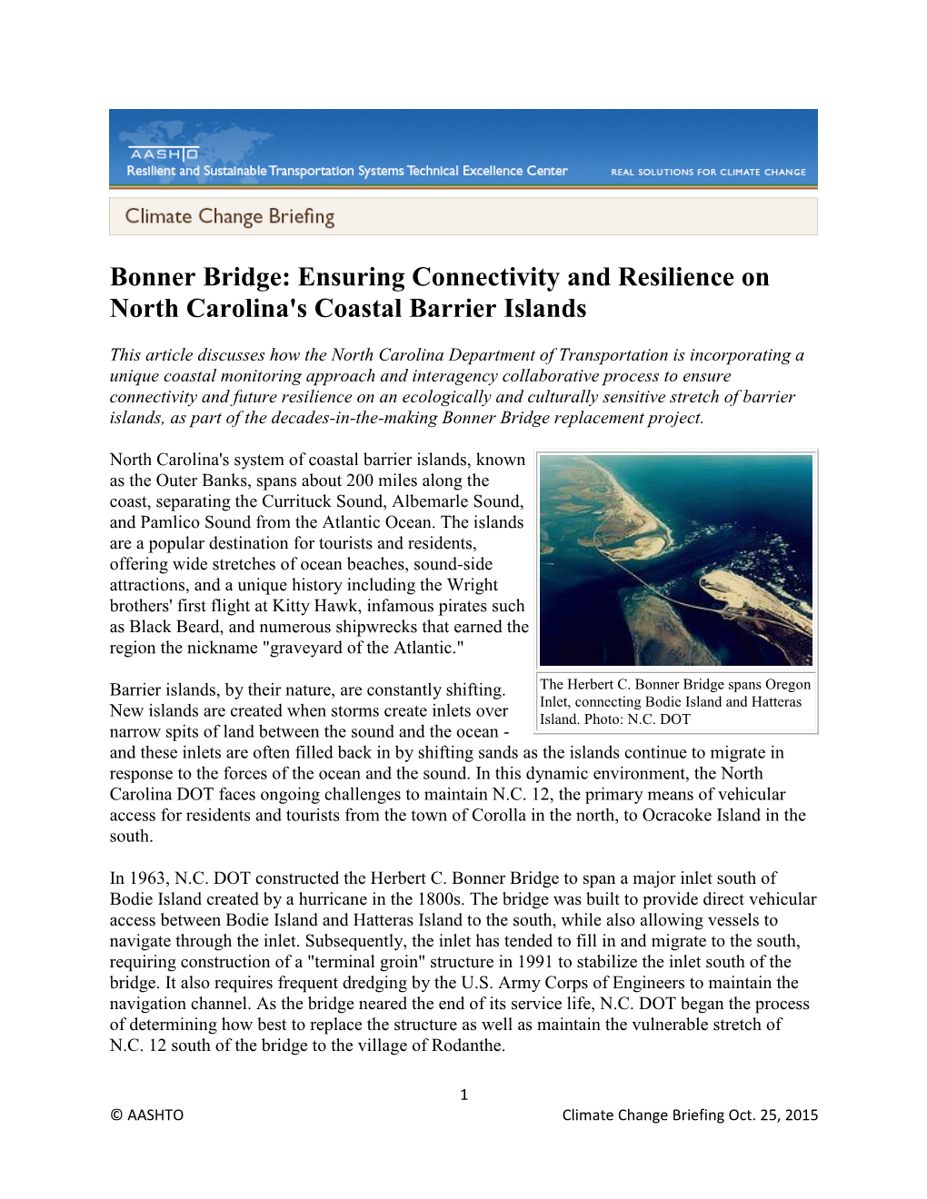 Bonner Bridge: Ensuring Connectivity and Resilience on North Carolina's Coastal Barrier Islands