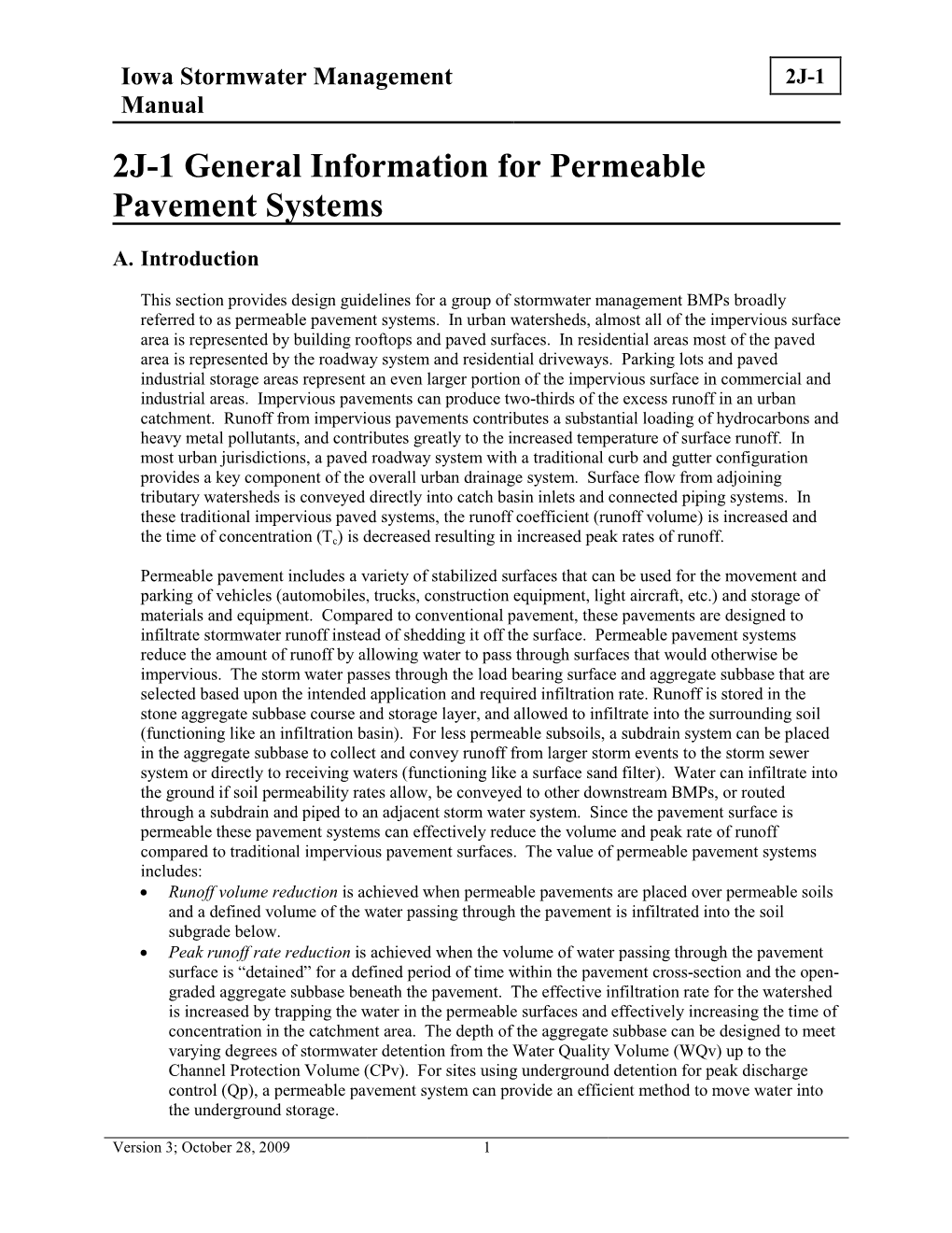 2J-1 General Information for Permeable Pavement Systems