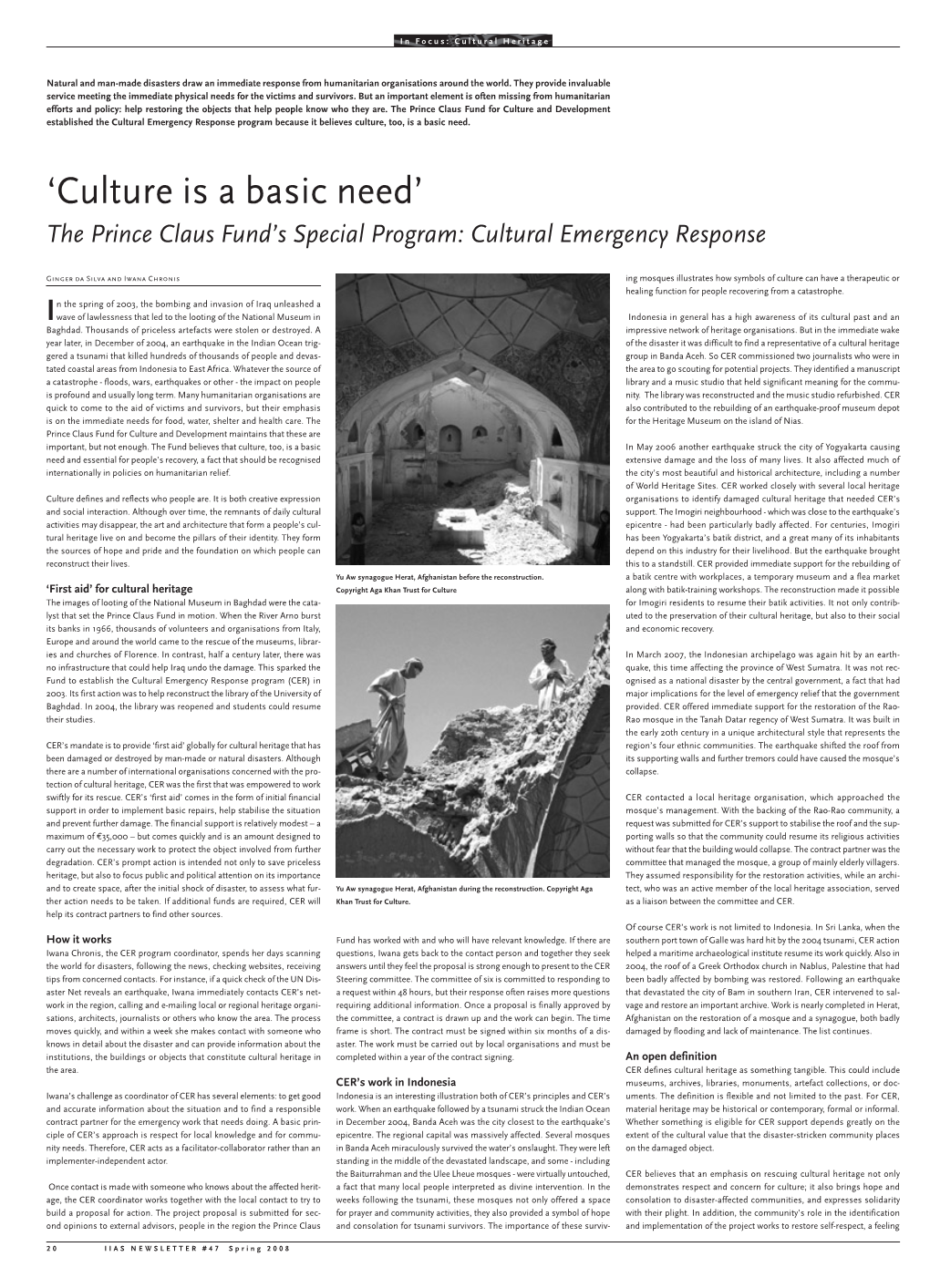 'Culture Is a Basic Need'