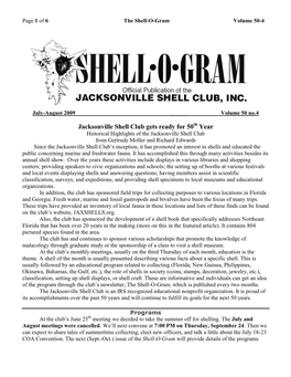 Jacksonville Shell Club Gets Ready for 50 Year
