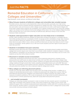 Remedial Education in California's Colleges and Universities