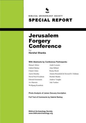 Jerusalem Forgery Conference Report Hershel Shanks
