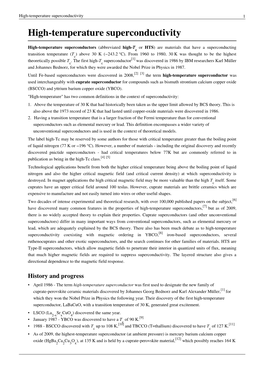 High-Temperature Superconductivity 1
