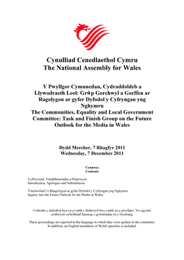 Cynulliad Cenedlaethol Cymru the National Assembly for Wales