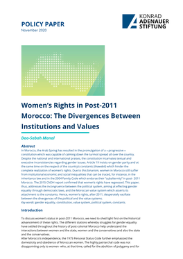 Women's Rights in Post-2011 Morocco