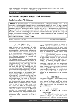 Differential Amplifier Using CMOS Technology