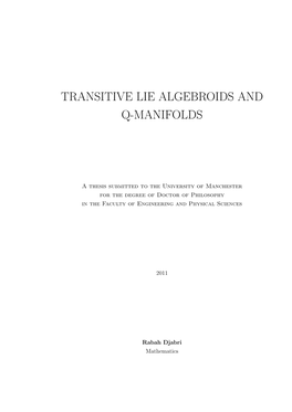 Transitive Lie Algebroids and Q-Manifolds