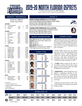 2020-21 Schedule Game 3 North Florida Ospreys (0-3