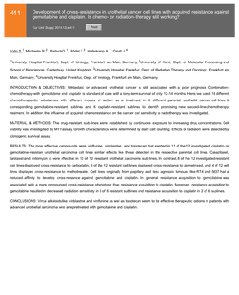 411 Development of Cross-Resistance in Urothelial Cancer Cell Lines with Acquired Resistance Against Gemcitabine and Cisplatin