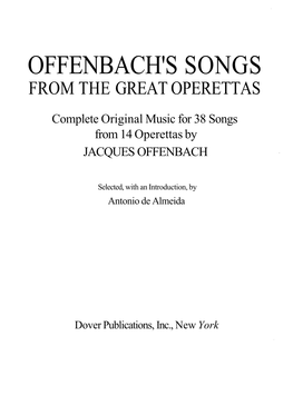 Offenbach's Songs from the Great Operettas