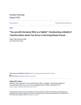 “You Are with Someone Who Is a Fighter”: Constructing a Model of Transformation Which Can Occur in Surviving Breast Cancer