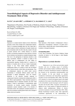 Neurobiological Aspects of Depressive Disorder and Antidepressant Treatment: Role of Glia