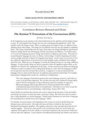 Correlation Between Demand and Desire the Seminar V: Formations