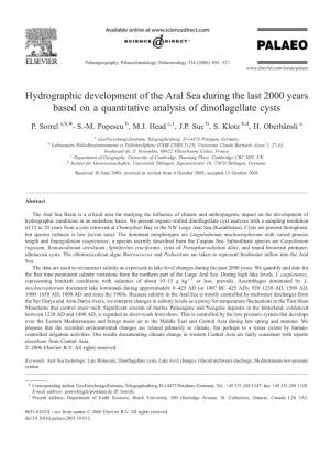 Hydrographic Development of the Aral Sea During the Last 2000 Years Based on a Quantitative Analysis of Dinoflagellate Cysts