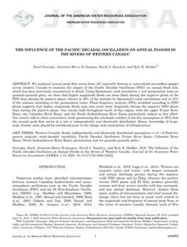 The Influence of the Pacific Decadal Oscillation on Annual Floods in the Rivers of Western Canada1