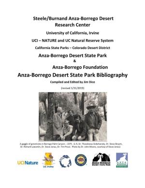 Anza-Borrego Desert State Park Bibliography Compiled and Edited by Jim Dice