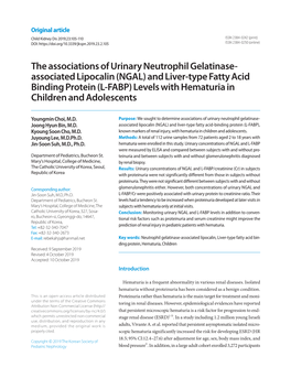 L-FABP) Levels with Hematuria in Children and Adolescents