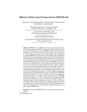 Efficient Collision Attack Frameworks for RIPEMD-160