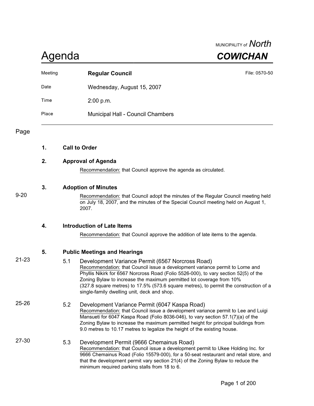 Agenda COWICHAN