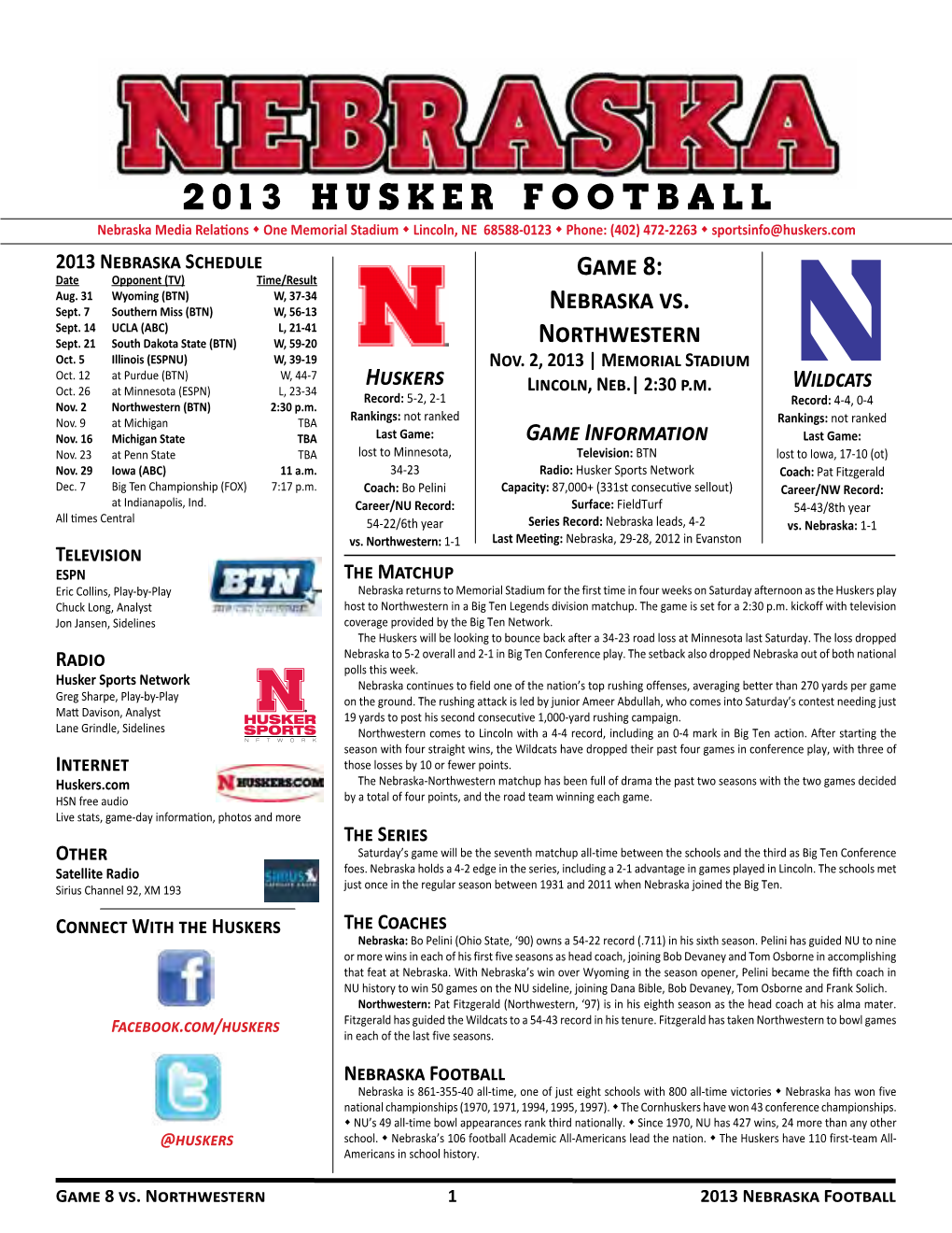 2013 HUSKER FOOTBALL Game 8