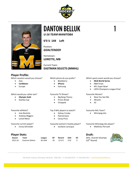 Danton Belluk 1 U-16 Team Manitoba