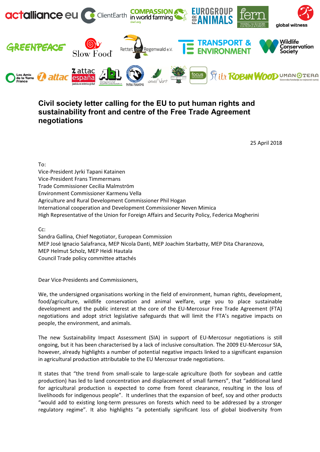 WCS and Other Ngos Statement Regarding the EU