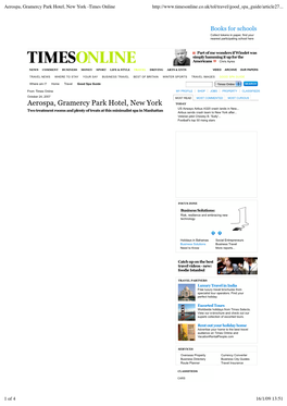 Aerospa, Gramercy Park Hotel, New York -Times Online